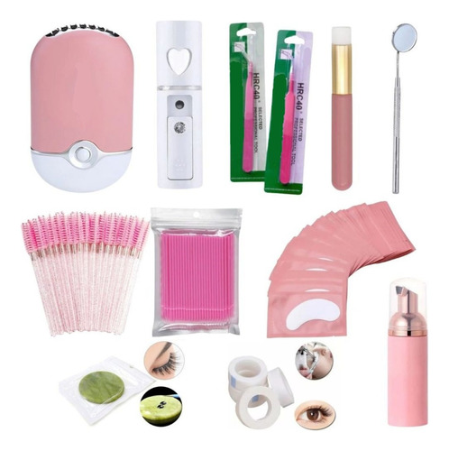 Kit Completo Iniciante Extensão Alongamento De Cilios Cor Variado