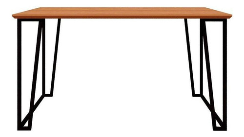 Mesa Para Cozinha Lisa + Tampo Madeirado 130x80cm Preto/nat