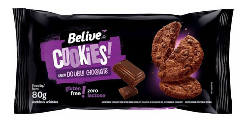 Cookies Double Chocolate Sem Glúten E Sem Lactose Belive 80g