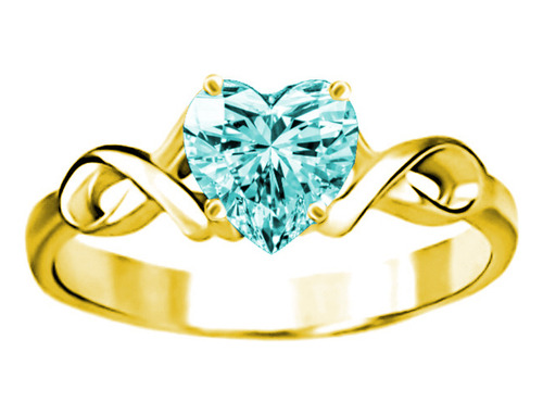 Anillo Infinitos Oro 14k Certificado Diamante Azul Corazón