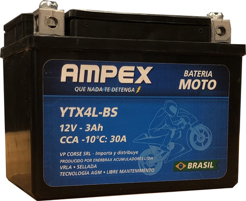 Bateria Para  Moto Sellada , Ytx4l-bs 3ah Made In Brasil