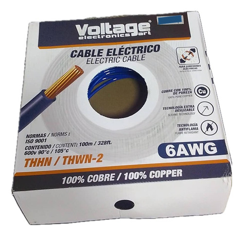 Cable Electrico Numero 6 Awg Rollo 100mts