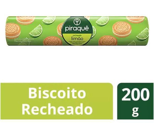 Bolacha Biscoito Piraquê Recheado Sabor Limão 160g- 40un