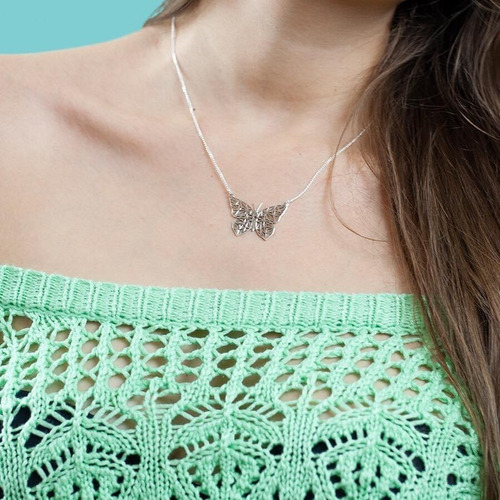 Imagen 6 de 10 de Collar Mariposa Plata .925 Agálea Joyería