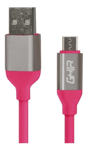 Cable Usb A - Micro Usb Ghia 10 Pzas Gac-194p 1m Rosa/gr /vc Color Rosa/Gris