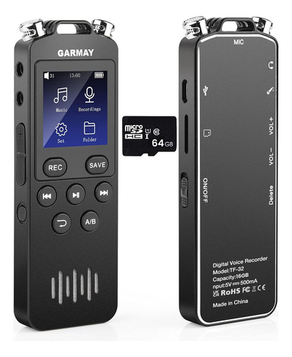 Garmay Grabadora De Voz Digital Mejorada 80 Gb 1536 Kbps 572