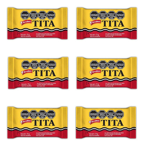 Obleas Terrabusi Tita  relleno limón 114 g pack x 6