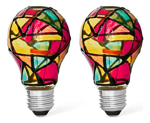 2 Pack Led Stained Glass Light Bulb A19 2w (25w Equival...