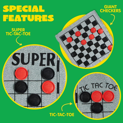 Juego De Damas Gigantes Vintage 3 En 1 Y Tic Tac Toe Con Tap