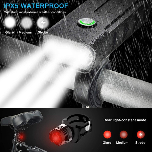 K Luz De Bicicleta 1000 Lúmenes 3leds 5 Horas Power Bank