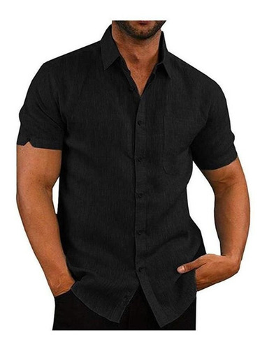 Polera De Manga Corta De Color Sólido De Ropa De Hombre Retr