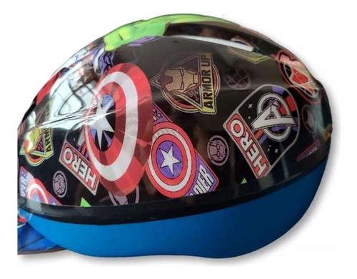 Kit De Casco Rodilleras Coderas Avengers Hulk Thor Cap Niños
