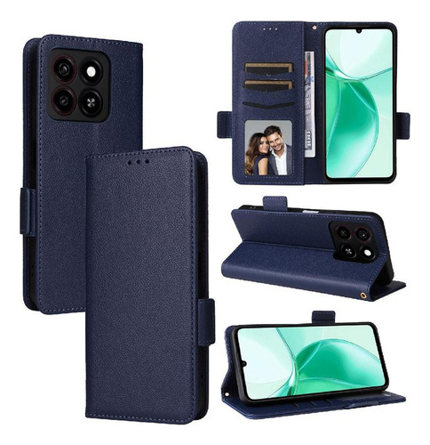 Funda Abatible For Zte Blade A55 Con Ranuras Magnéticas De