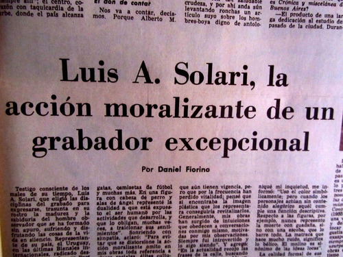 Luis A. Solari Un Grabador Excepcional 1979 Grabado Pintura