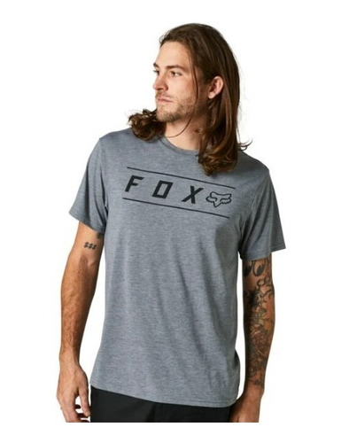 Remera Manga Corta Gris Con Logo Fox Moto Enduro Atv Juri