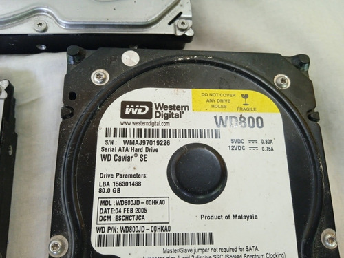 Imagen 3 de 3 de Discos Duros Sata Pc 250 Gb Y 80 Gb