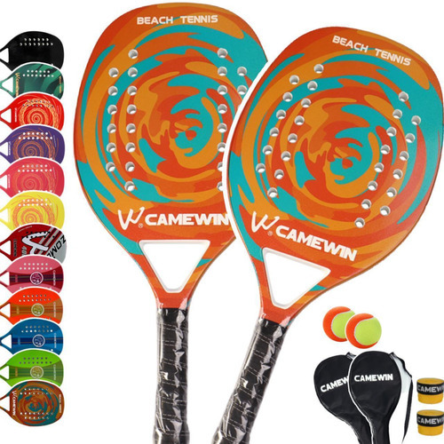Kit 2 Raquete Beach Tennis Carbono Camewin Praia