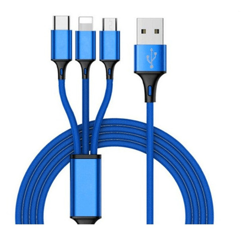 Cable 3 En 1 Micro Usb Tipo C Lightning Premium