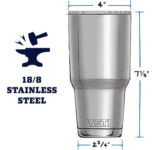 Vaso De Acero Inoxidable Yeti Azul Marino 890 Ml Con Tapa,