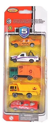 Set 5 Autitos Coleccion Metal 1/64 Surtidos Express Wheels Vehiculos De Servicios Multicolor