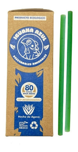 Popote Biodegradable De Agave Boca Ancha Corto 2080 Pzas