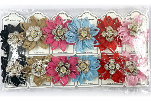 Set De 12 Broches Con Flores Para El Cabello - Estilo Único