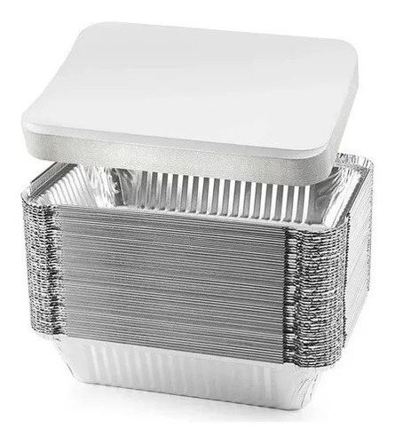Bandeja/envase Desechable Aluminio Con Tapa Pack 50 Unidades