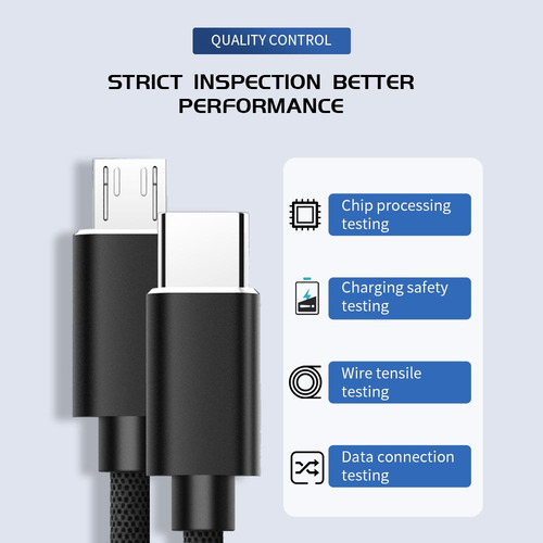 Cable De Datos Carga Rápida Usb Tipo C A Micro Usb