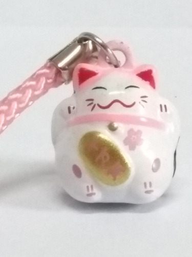 Imagem 3 de 4 de Chaveiro Maneki Neko C/ Guizo Pingente P/ Celular Ref-e Novo