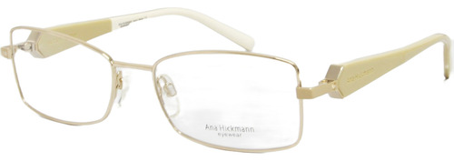 Armação Feminina Ana Hickmann Ah 1209 Metal Cor Dourado Com Hastes Bege
