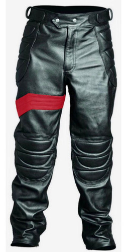 Calça Masculina De Couro Motociclista 044 Vermelho