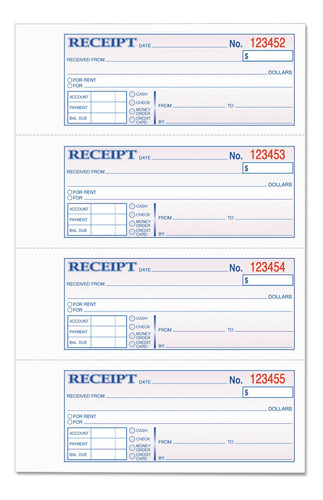 Tops Libro De Recibos De Dinero, 2 Partes, Sin Carbono, 2-3/