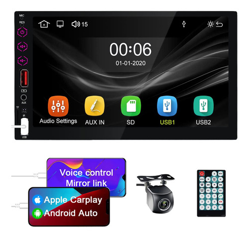 Radio Estereo Coche Doble Din Control Voz Carplay Android 7 