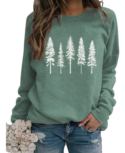 Divertida Sudadera Camping Diseño Arbol Pino Para Mujer Al