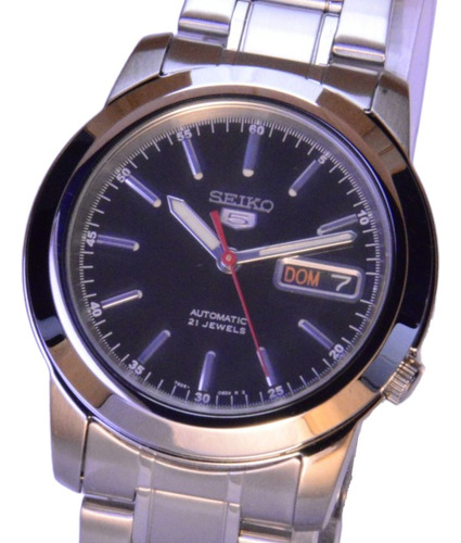 Reloj Seiko 5 Snke53 Para Hombre Acero Inoxidable Automático Plateado Plateado Negro