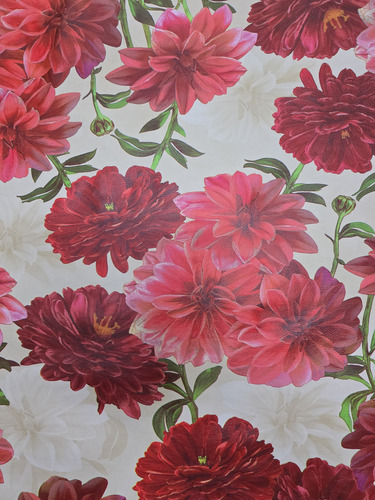 Mantel Mesa Rectangular 1.4x4.5 Impermeable Cuerina Afelpada Flores Rojas