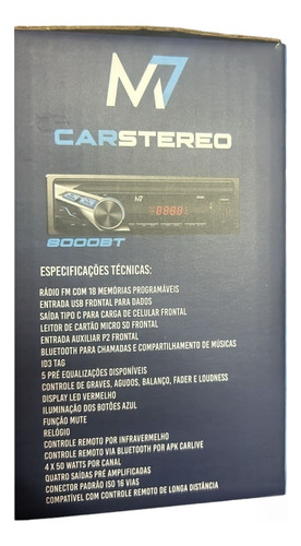 Auto Rádio Car Stereo M7 4 Saidas Usb Bluetooth Controle