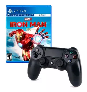 Mando Ps4 Negro + Juego Iron Man Vr Ps4