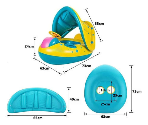 Salvavidas Flotante Albercas Para Bebés Con Toldo Amarillo