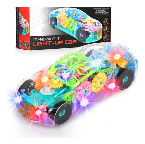 Playee Coche De Juguete Transparente Iluminado  Bump And Go