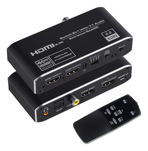 Extractor Audio Hdmi 2 X 1 + Optico Spdif Conector 0.138 In