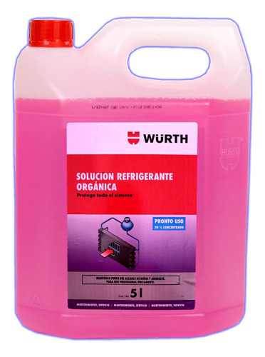 Refrigerante Anticongelante Wurt  Diluido Al % 50de 5 Litros