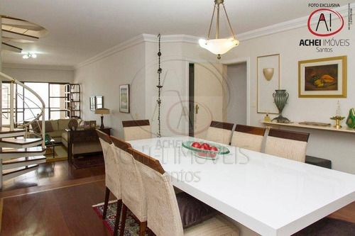 Imagem 14 de 30 de Cobertura Duplex Extraordinária À Venda Com 4 Suítes, 5 Salas, Piscina E Incrível Área Gourmet, 390 M² Por R$ 2.700.000 - Ponta Da Praia - Santos/sp - Co0095