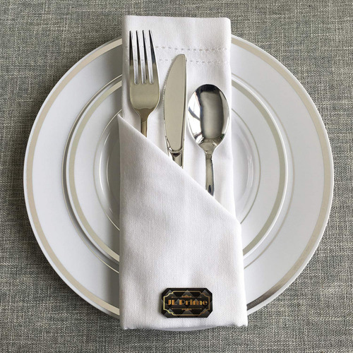Juego De 300 Cubiertos De Plástico Reciclable Plateado