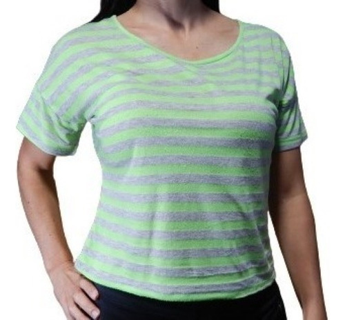 Blusa Rayas Gris Y Verde Talla M