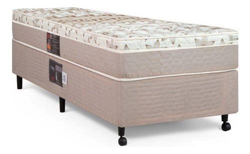 Cama Box + Colchão Castor Solteiro Class Pocket 120x203x52cm Cor Bege