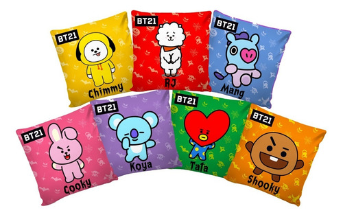 Coleção 7 Almofadas K-pop De Halloween Bt21 20x20 Cm