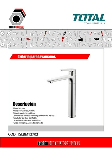 Imagen 2 de 4 de Grifo Para Lavamanos, Altura: 303 Mm