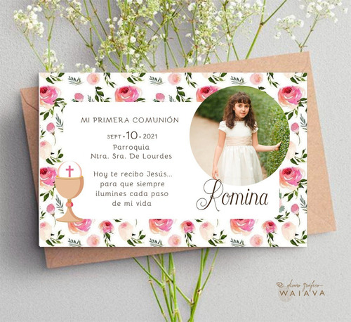 Imagen 4 de 10 de Estampas Nenas Primera Comunión 11 X 7 Cm Horiz C/foto X 3u