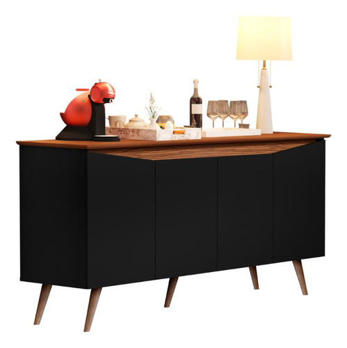 Buffet Encanto 4 Portas Preto Freijo 607 Maria Moveis